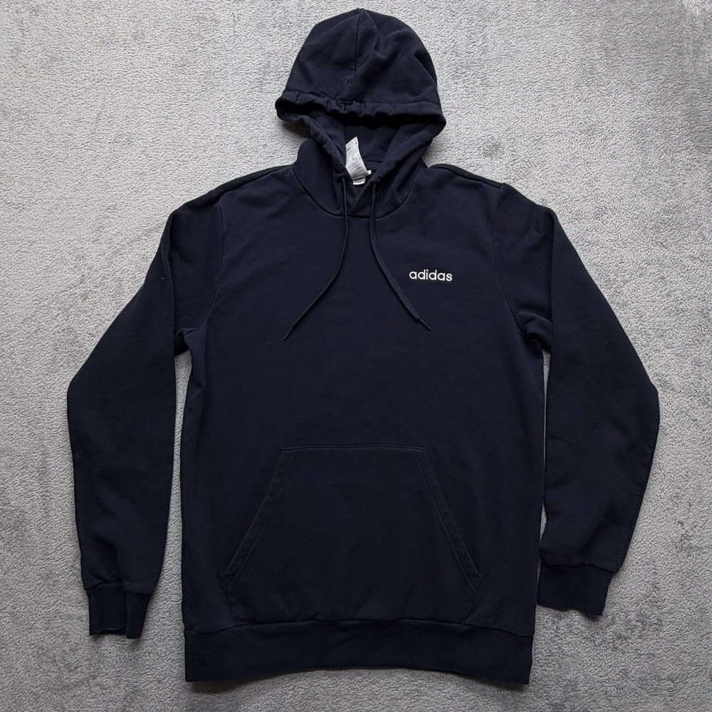 Adidas Hoodie Sweatshirt Mens Medium Navy Blue Pullover Embroidered Logo